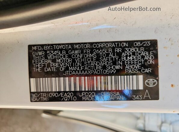 JTDAAAAAXPA010599 2023 TOYOTA MIRAI White 