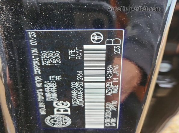 JTDAAAAF6P3012964 2023 TOYOTA CROWN Black VIN sticker view