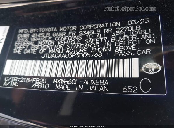 JTDACAAU3P3005768 2023 TOYOTA PRIUS Black Engine compartment view