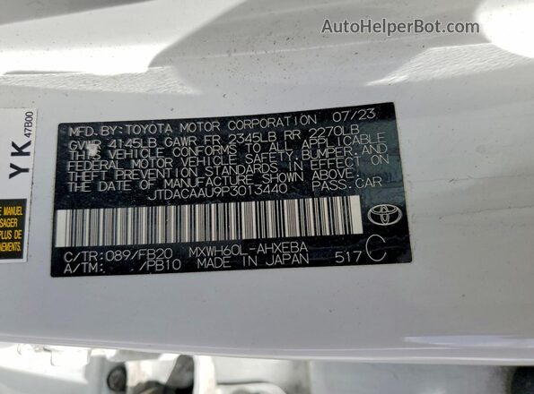 JTDACAAU9P3013440 2023 TOYOTA PRIUS Белый Вид подкапотного пространства