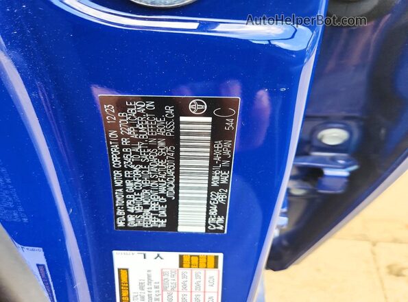 JTDACACU4R3017475 2024 TOYOTA PRIUS Blue Vista de la etiqueta del VIN