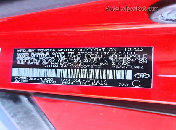 JTDAFAAF5R3007873 2024 TOYOTA CROWN Red Vista del compartimento del motor