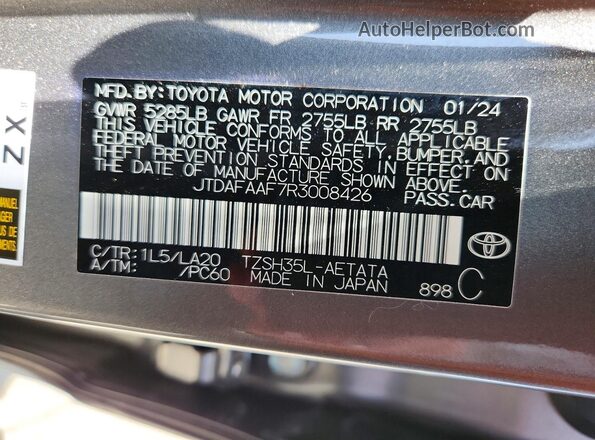 JTDAFAAF7R3008426 2024 TOYOTA CROWN Silver Widok komory silnika