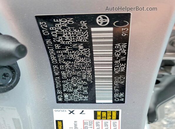 JTDB4MEE1P3014233 2023 TOYOTA COROLLA White Vista del compartimento del motor