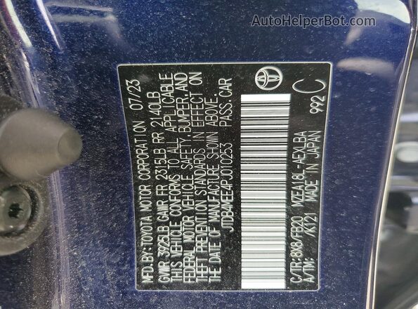 JTDB4MEE4PJ010253 2023 TOYOTA COROLLA Синий Вид подкапотного пространства