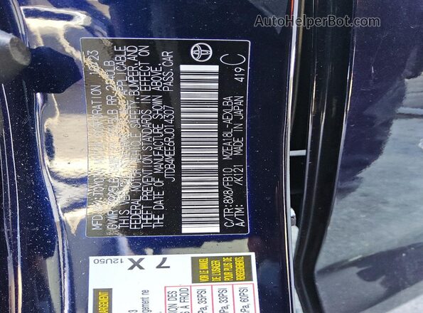 JTDB4MEE6RJ014307 2024 TOYOTA COROLLA Blue Vista del compartimento del motor