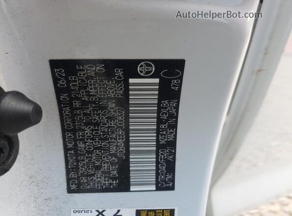 JTDB4MEE8PJ008327 2023 TOYOTA COROLLA White Widok naklejki z numerem VIN