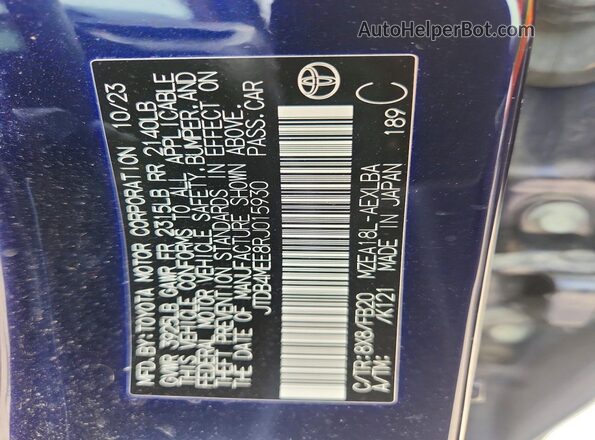 JTDB4MEE8RJ015930 2024 TOYOTA COROLLA Blue ძრავის განყოფილების ხედი