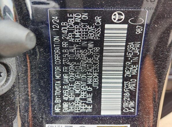 JTDBCMFE3SJ042198 2025 TOYOTA COROLLA Черный Вид подкапотного пространства