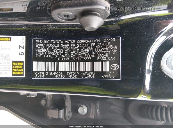 JTDBCMFE5P3017377 2023 TOYOTA COROLLA Black Շարժիչի բաժամունքի տեսք