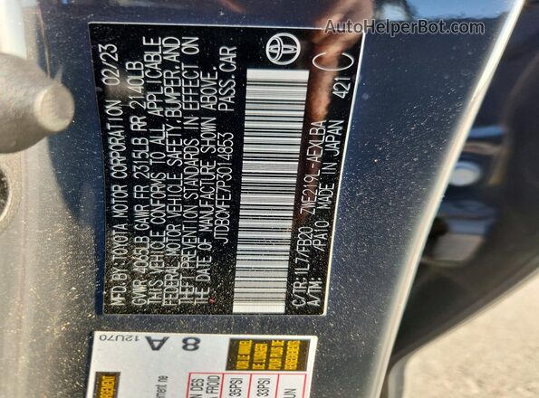 JTDBCMFE7P3014853 2023 TOYOTA COROLLA Gray VIN կոդի պիտակի տեսք