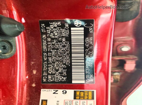 JTDBCMFE7RJ035541 2024 TOYOTA COROLLA Red Engine compartment view