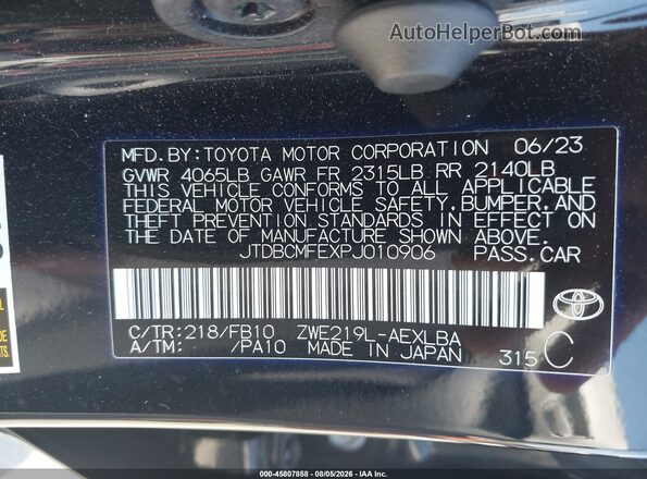 JTDBCMFEXPJ010906 2023 TOYOTA COROLLA Черный Вид подкапотного пространства