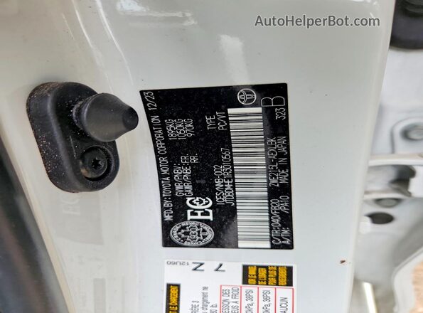 JTDBDMHE1R3010567 2024 TOYOTA COROLLA White VIN կոդի պիտակի տեսք