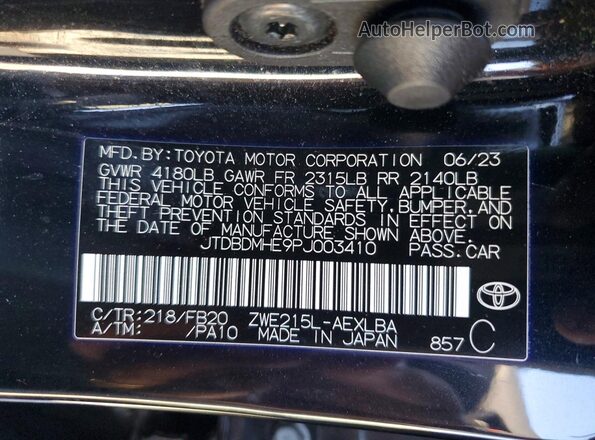 JTDBDMHE9PJ003410 2023 TOYOTA COROLLA Black Շարժիչի բաժամունքի տեսք