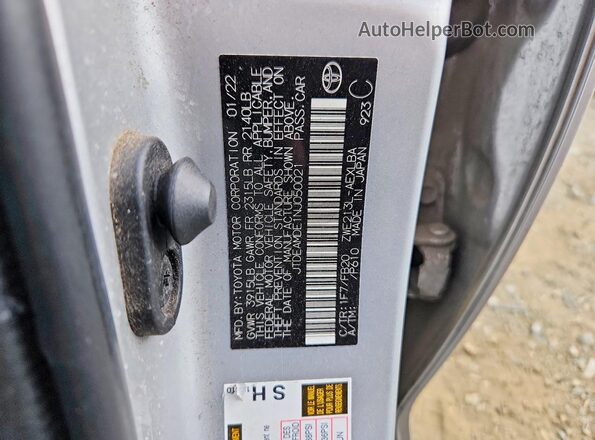 JTDEAMDE1NJ050021 2022 TOYOTA COROLLA Серебряный Вид подкапотного пространства