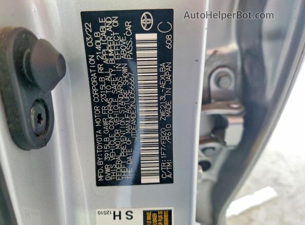 JTDEAMDE2NJ056667 2022 TOYOTA COROLLA Silver Շարժիչի բաժամունքի տեսք