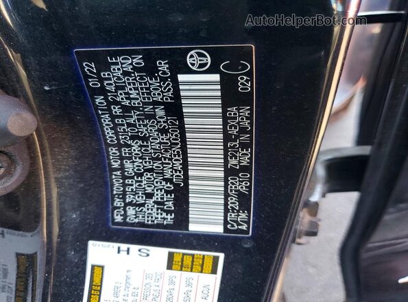 JTDEAMDE5NJ050121 2022 TOYOTA COROLLA Черный Вид наклейки с VIN-кодом