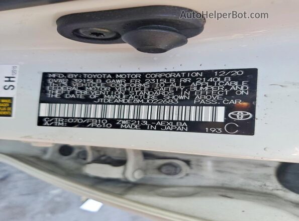 JTDEAMDE8MJ022683 2021 TOYOTA COROLLA Белый Вид подкапотного пространства