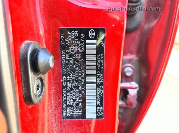 JTDEPMAE1MJ172203 2021 TOYOTA COROLLA Red Вид підкапотного простору