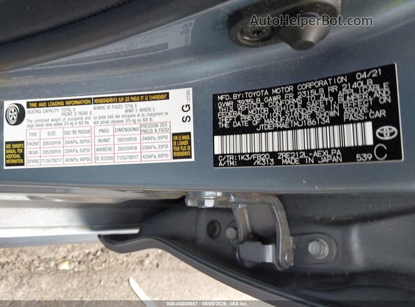 JTDEPMAE1MJ186134 2021 TOYOTA COROLLA Light Blue Շարժիչի բաժամունքի տեսք