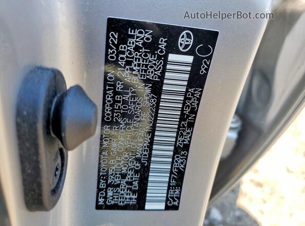 JTDEPMAE1NJ222387 2022 TOYOTA COROLLA Silver ძრავის განყოფილების ხედი