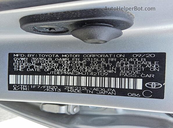 JTDEPMAE2MJ142109 2021 TOYOTA COROLLA Серебряный Вид подкапотного пространства
