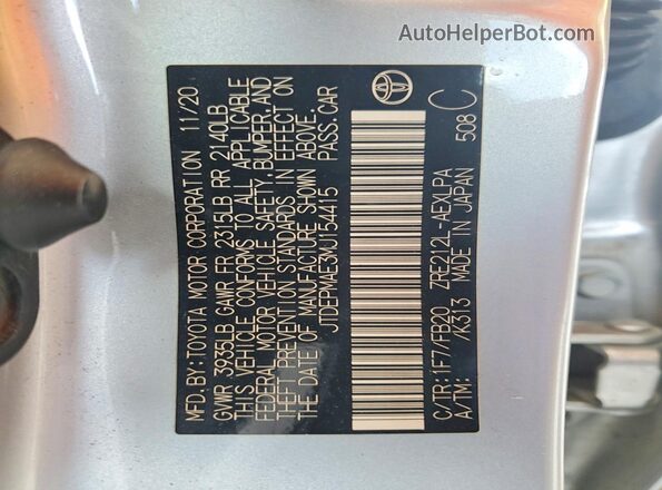 JTDEPMAE3MJ154415 2021 TOYOTA COROLLA Silver Շարժիչի բաժամունքի տեսք
