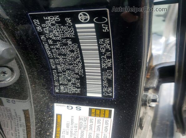 JTDEPMAE3NJ232290 2022 TOYOTA COROLLA Black ძრავის განყოფილების ხედი