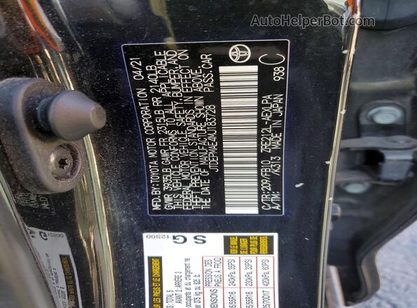 JTDEPMAE4MJ183728 2021 TOYOTA COROLLA Black VIN sticker view