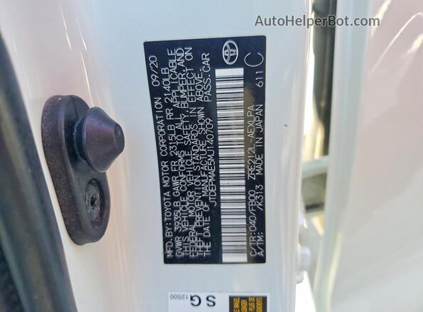 JTDEPMAE5MJ140709 2021 TOYOTA COROLLA White Շարժիչի բաժամունքի տեսք