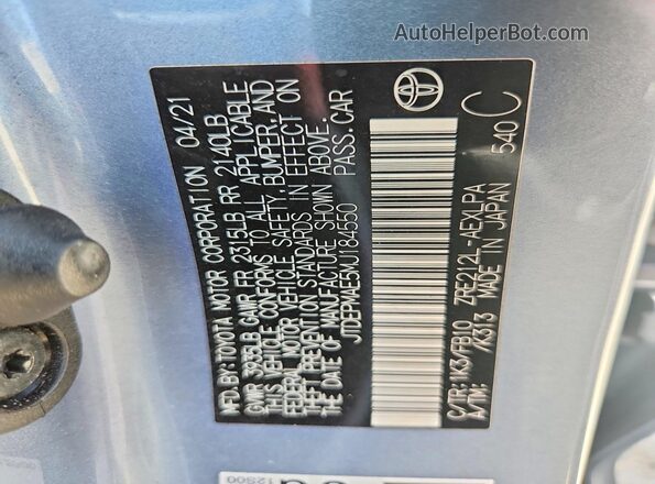 JTDEPMAE5MJ184550 2021 TOYOTA COROLLA Синий Вид подкапотного пространства