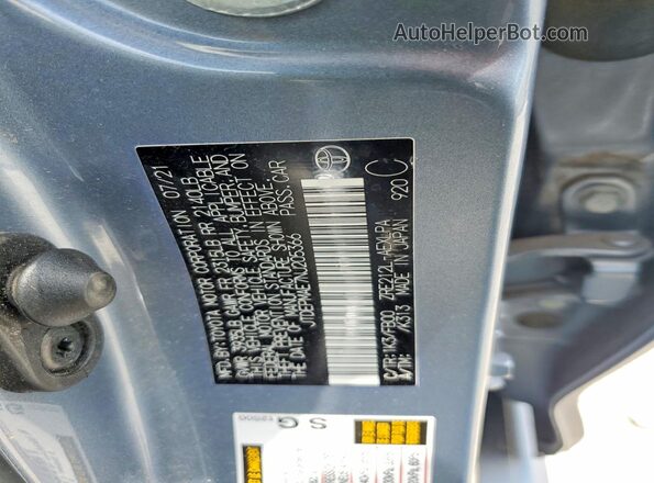 JTDEPMAE7NJ205366 2022 TOYOTA COROLLA Синий Вид наклейки с VIN-кодом