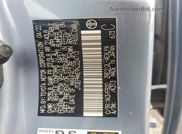 JTDEPMAE9NJ224713 2022 TOYOTA COROLLA Blue Engine compartment view
