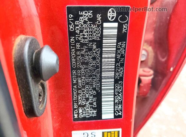 JTDEPRAE0LJ042943 2020 TOYOTA COROLLA Красный Вид подкапотного пространства