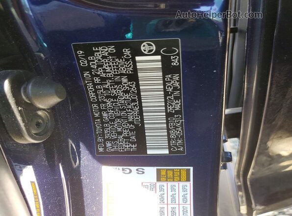 JTDEPRAE3LJ012643 2020 TOYOTA COROLLA Blue Widok komory silnika