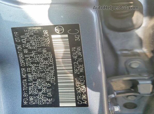 JTDEPRAE3LJ065469 2020 TOYOTA COROLLA Серебряный Вид наклейки с VIN-кодом