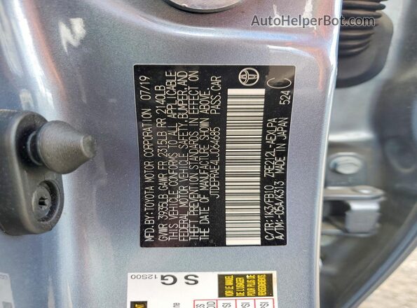 JTDEPRAE4LJ064685 2020 TOYOTA COROLLA Blue ძრავის განყოფილების ხედი