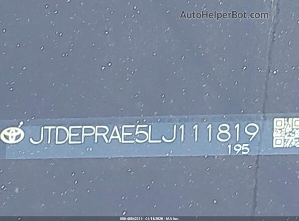 JTDEPRAE5LJ111819 2020 TOYOTA COROLLA Teal Вид підкапотного простору