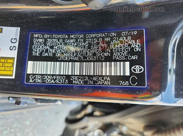 JTDEPRAE7LJ063112 2020 TOYOTA COROLLA Black ძრავის განყოფილების ხედი