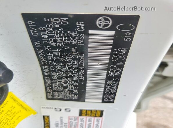 JTDEPRAE7LJ066401 2020 TOYOTA COROLLA Белый Вид подкапотного пространства
