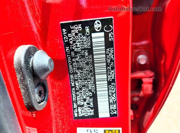 JTDEPRAE7LJ097406 2020 TOYOTA COROLLA Red Widok komory silnika