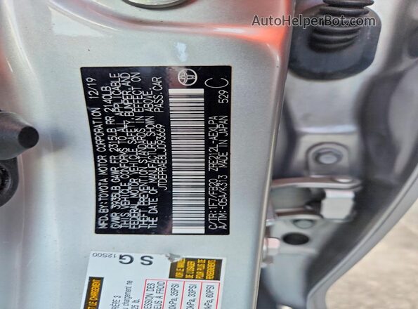 JTDEPRAE8LJ093669 2020 TOYOTA COROLLA Silver VIN კოდის სტიკერის ხედი