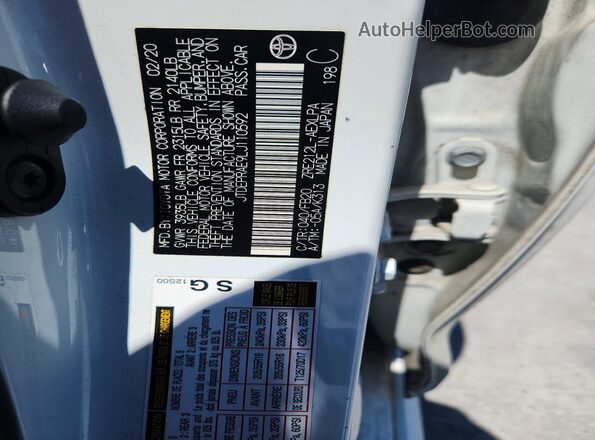 JTDEPRAE9LJ110592 2020 TOYOTA COROLLA White Widok komory silnika
