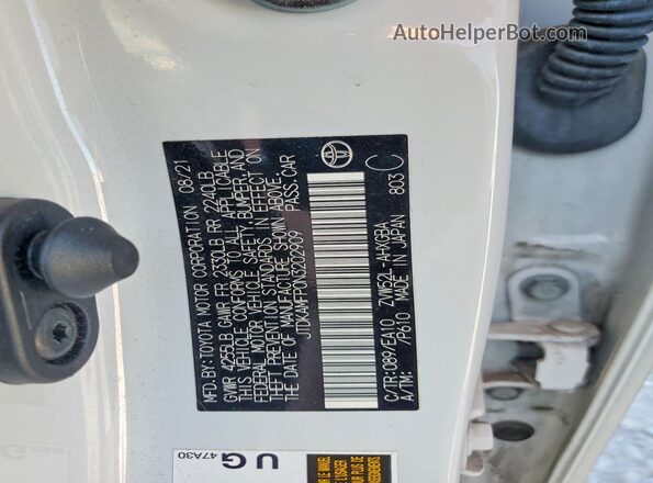 JTDKAMFP0N3202909 2022 TOYOTA PRIUS White Engine compartment view