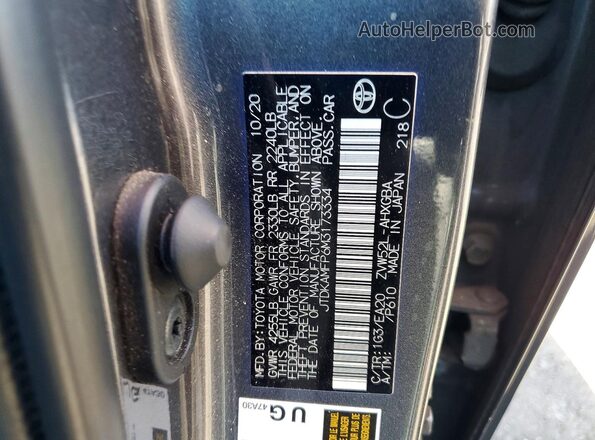 JTDKAMFP6M3173334 2021 TOYOTA PRIUS Charcoal VIN sticker view