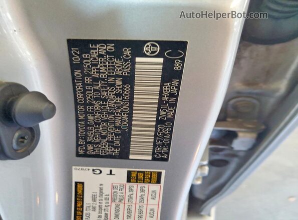 JTDKAMFU0N3160666 2022 TOYOTA PRIUS Серебряный Вид наклейки с VIN-кодом