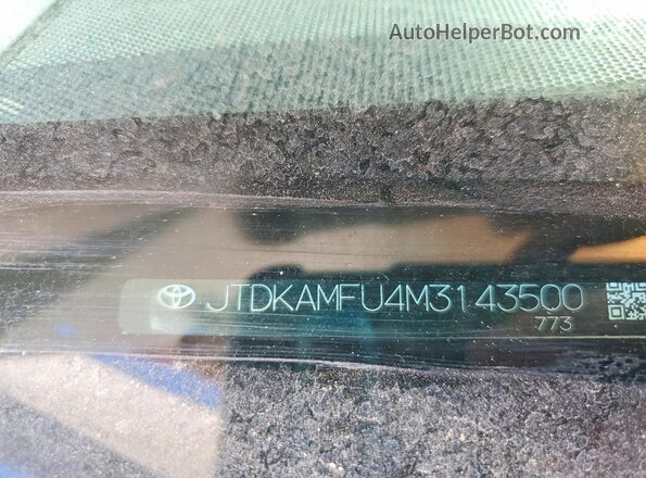 JTDKAMFU4M3143500 2021 TOYOTA PRIUS White Widok naklejki z numerem VIN