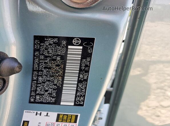 JTDKAMFU5M3144171 2021 TOYOTA PRIUS Бирюзовый Вид подкапотного пространства