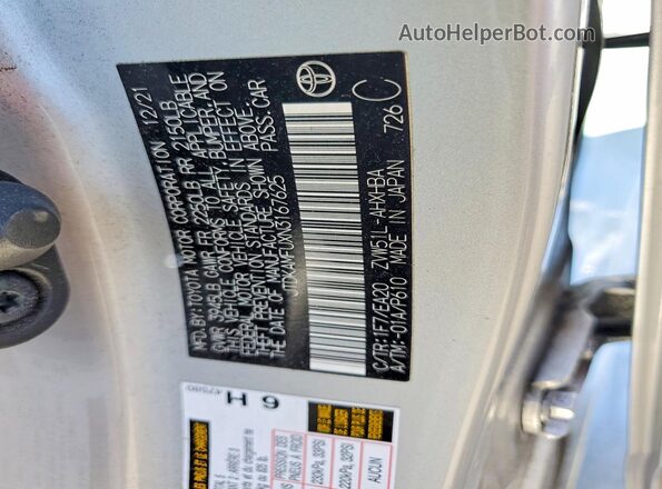 JTDKAMFUXN3167625 2022 TOYOTA PRIUS Silver Շարժիչի բաժամունքի տեսք